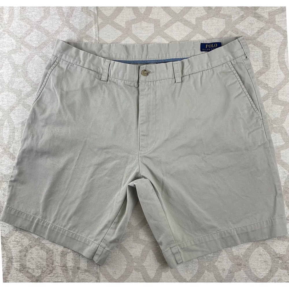 Polo Ralph‎ Lauren Mens Classic Khaki Chino Shorts Size 38 Tan Cotton Twill